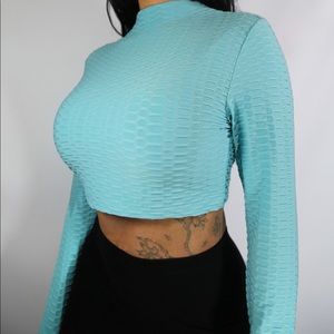 Honeycomb Long Sleeve Crop Top